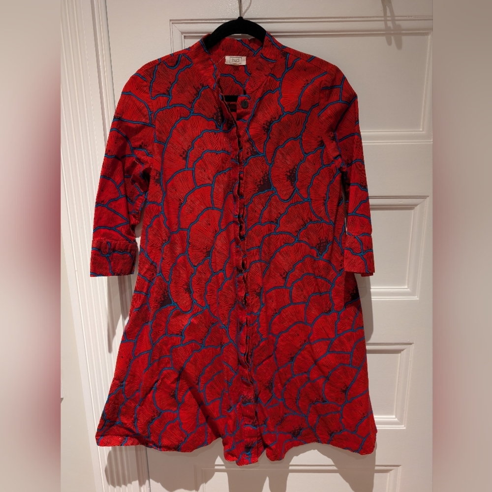 Red and Blue Patterned Dress